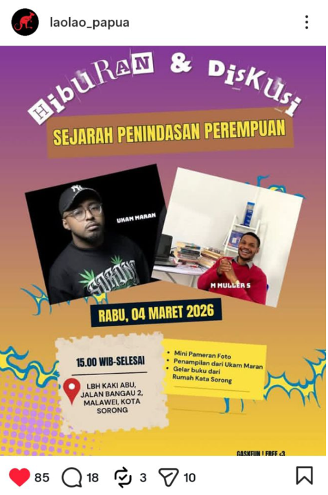 Poster Diskusi Laolao mengenai penindasan perempuan